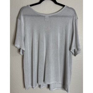 Judith Hart Womens‎ 2X Sheer Silver Metallic Sweater Top Party New Years Holiday